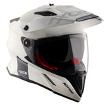AXOR X-CROSS CASCO DOBLE VISERA DEPORTIVO DUAL MOTOCICLETA BLANCO PERLA