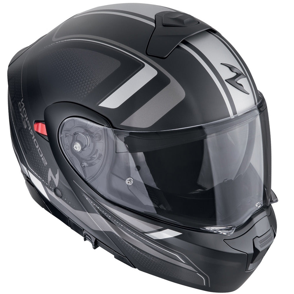 SCORPION EXO-930 EVO ARDENS CASCO MODULAR NEGRO MATE PLATA