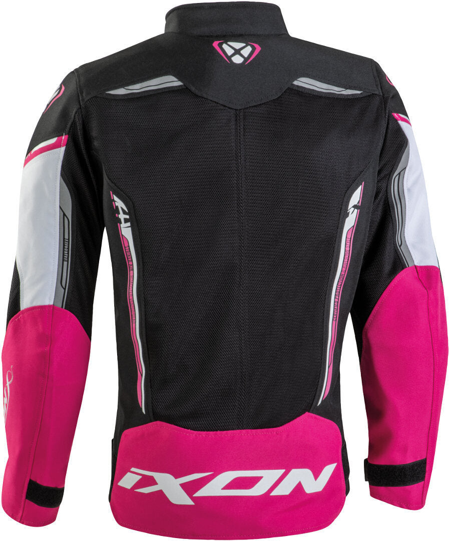 IXON STRIKER AIR L Niños Textil Moto Chaqueta Negro, Blanco Fucsia