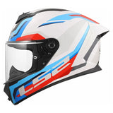 LS2 FF820 RAPID III HYPER BLANCO BRILLANTE/AZUL/ROJO