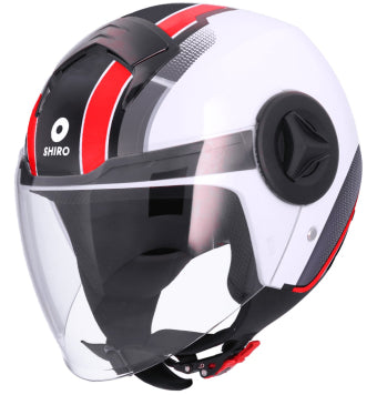 SHIRO ATENAS DELPHI CASCO JET DE MOTOCICLETA ROJO