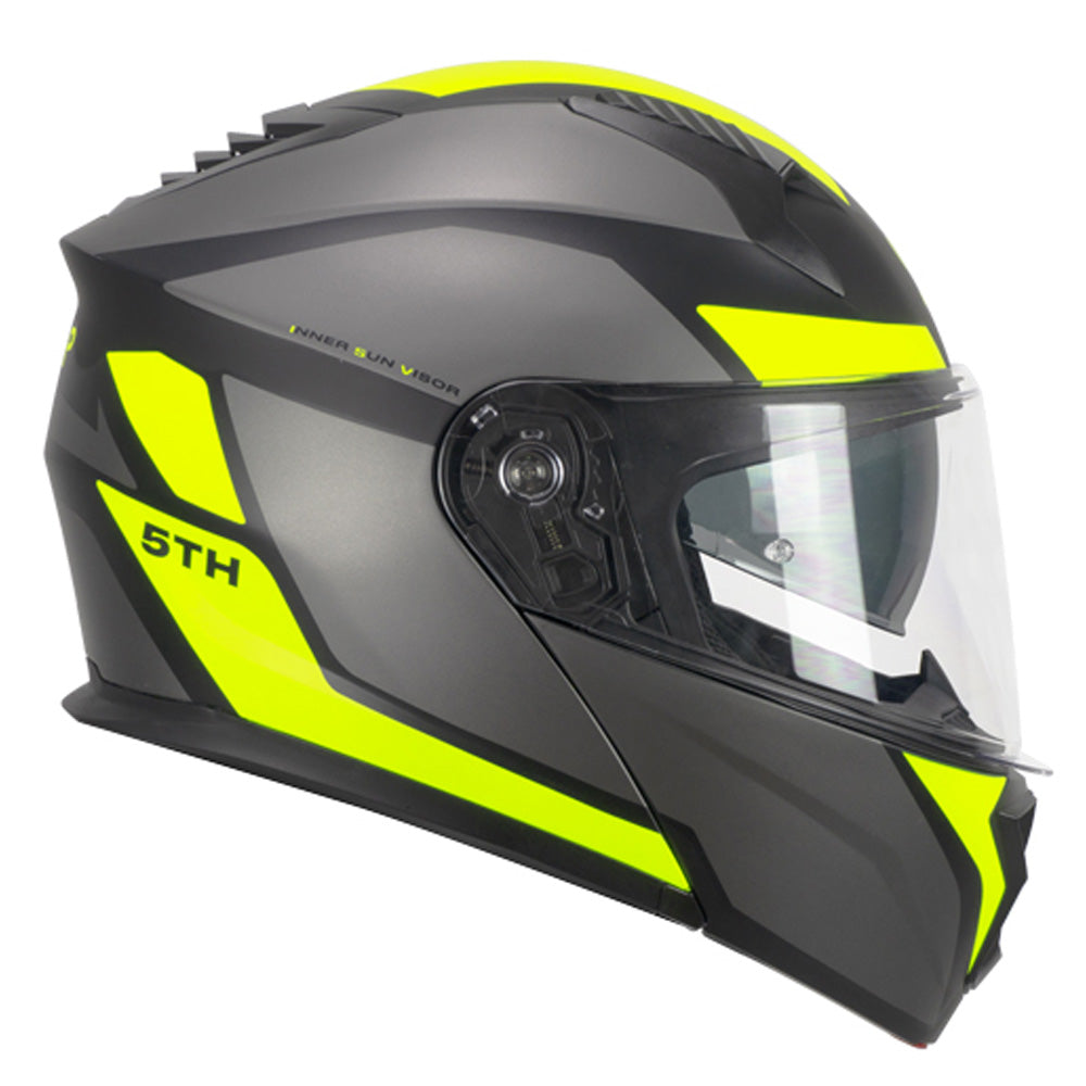 SKA-P 5THG Falcon Casco Modular Deportivo Negro Fluorescente Amarillo Mate - CASCO