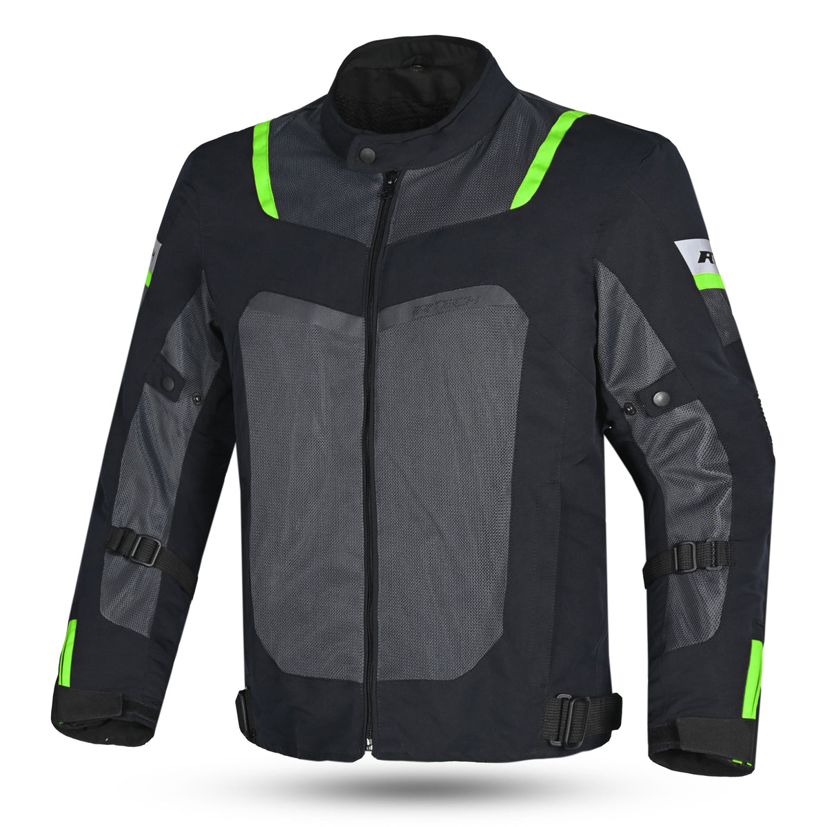 R-TECH SPIRAL MESH JAQUETES DE MOTO HOMES NEGRE GRIS VERD FLUO
