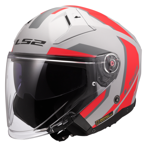 LS2 OF603 INFINITY II FOCUS CASCO DE MOTO GRIS ROJO