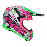 SHIRO MX-917 THUNDER 3 Casco de moto De Motocross ROSA_VERDE FLUOR