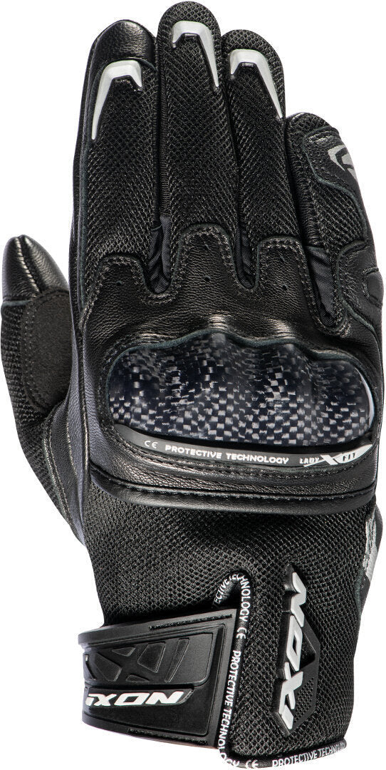 IXON RS RISE AIR MUJER CORTOS GUANTES MOTO NEGRO PLATA