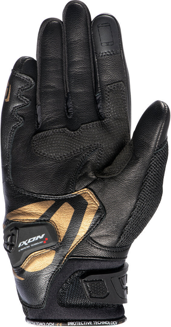 IXON RS RISE AIR MUJER CORTOS GUANTES MOTO NEGRO ORO