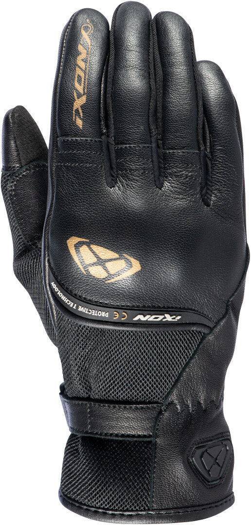 IXON RS SHINE 2 CUERO TEXTIL GUANTES MOTO MUJER NEGRO ORO