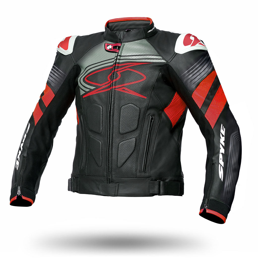 SPYKE ESTORIL EVO LEATHER JACKET BLACK FLUORED