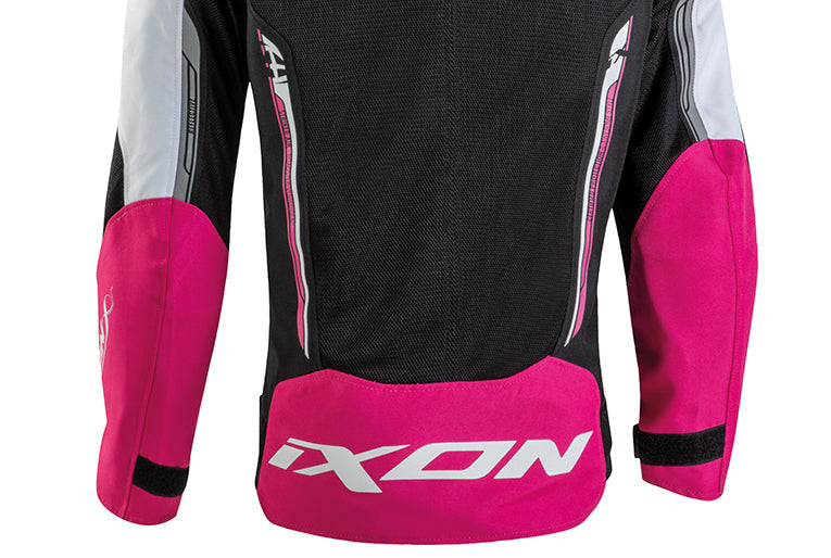 IXON STRIKER AIR L Niños Textil Moto Chaqueta Negro, Blanco Fucsia