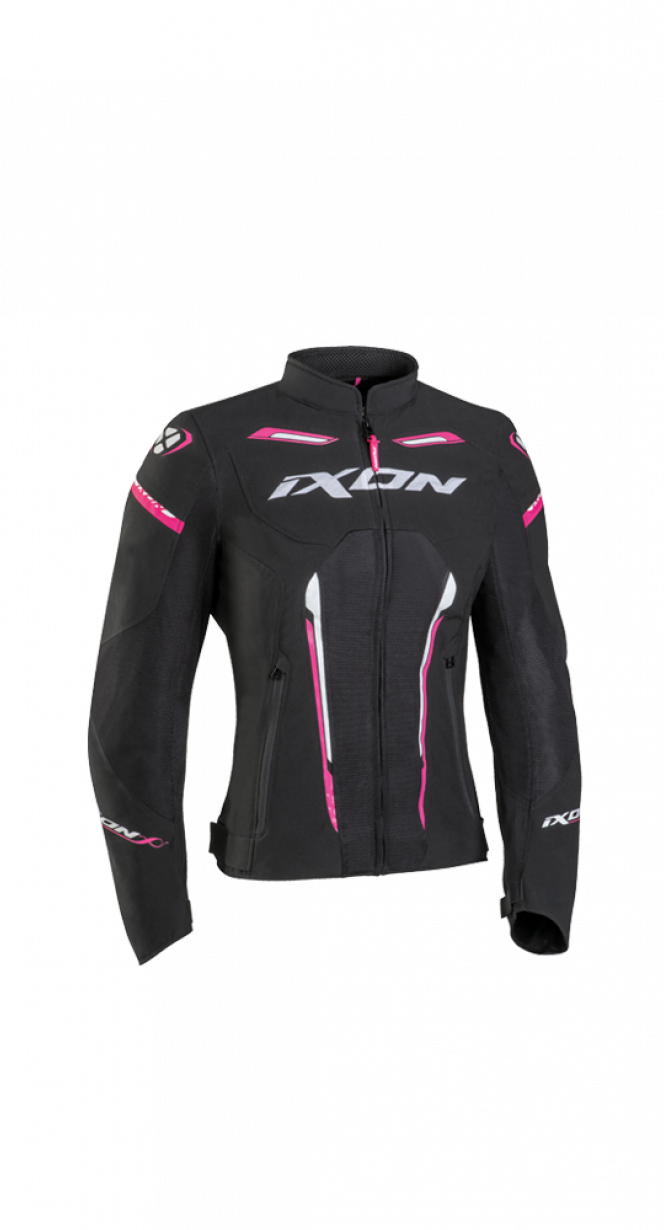 IXON STRIKER AIR LD Mujer Textil Moto Chaqueta Negro Blanco Fushia